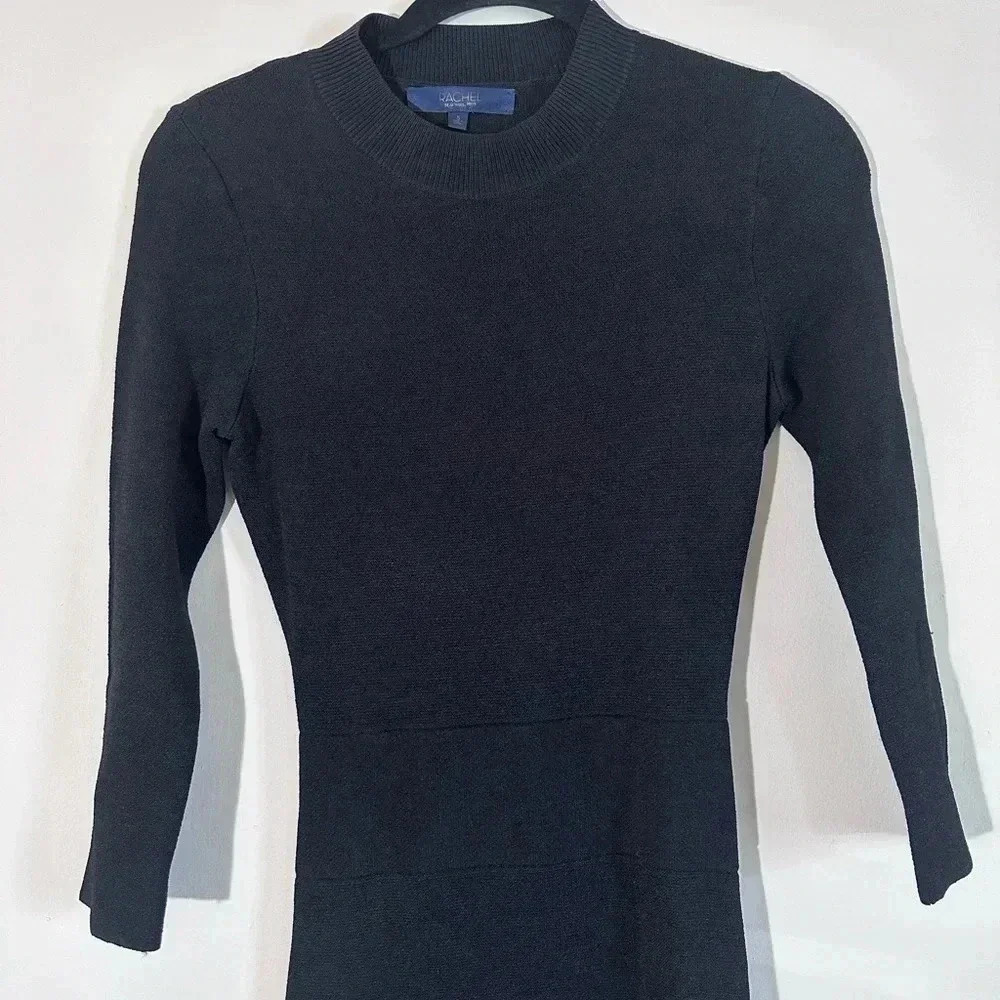 Rachel Roy open back midi knit ribbed long sleeve dress black size small - Picture 8 of 11